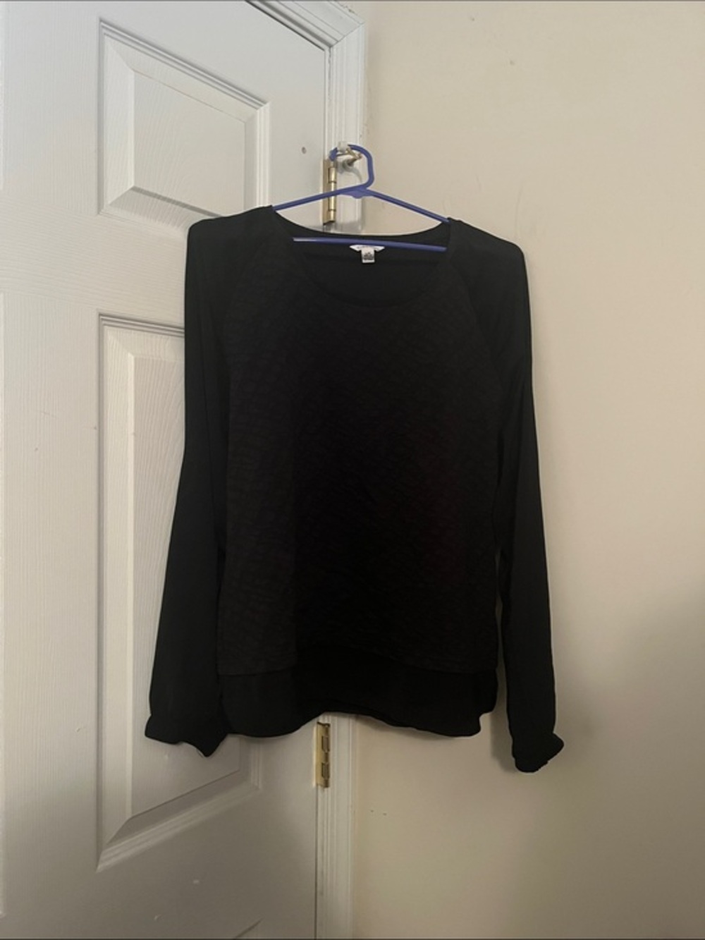 Calvin Klein Black Long-Sleeve Quilted Front Pullover